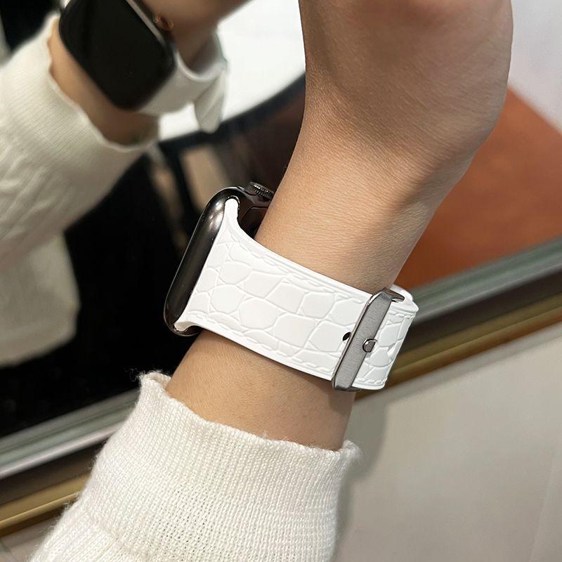 Силиконовый ремешок для Apple Watch - Ремешок для iWatch Ultra/11/10//9/8/7/6/5/4/3/2/1/SE/SE2022 Пряжка с квадратной пластиной 49мм 45мм 44мм 42мм 41мм 40мм 38мм