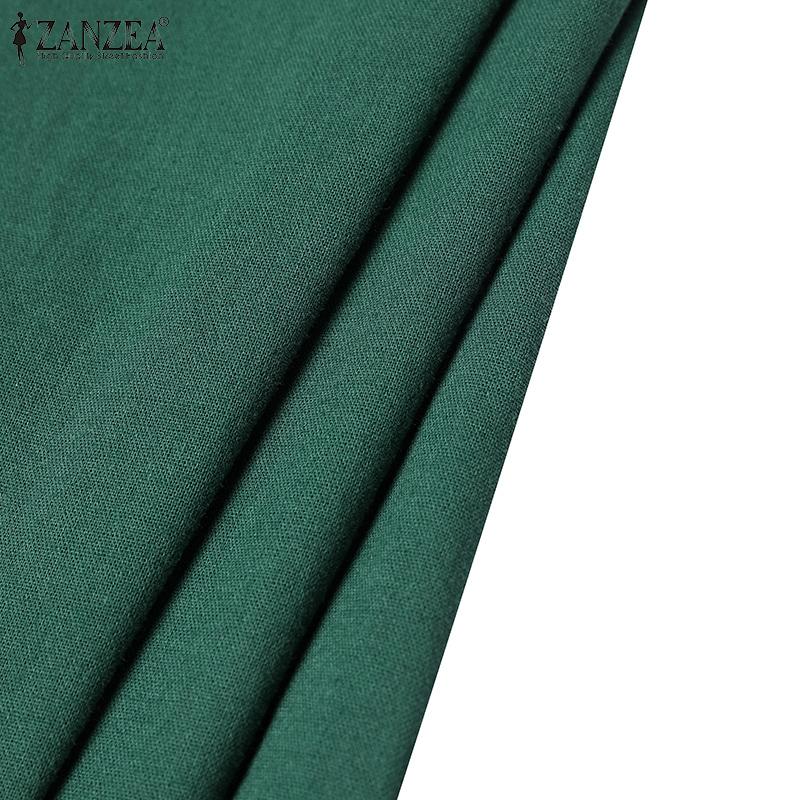 ZANZEA Женское летнее хлопковое платье-майка без рукавов с круглым вырезом