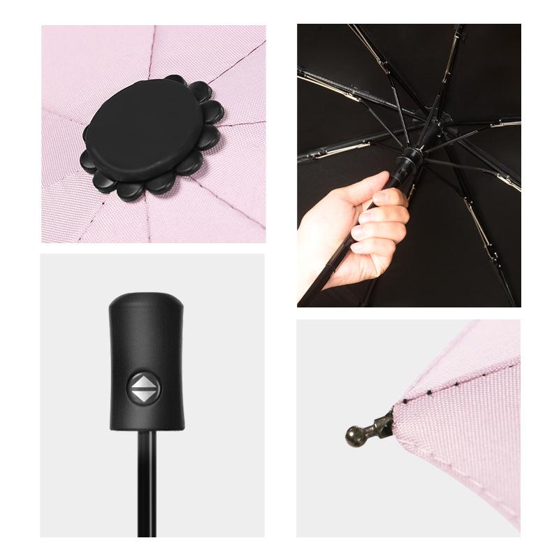 Tri-fold Automatic Sun Umbrella Vinyl Weather and Rain Anti-ultraviolet Parasol Women's Sunscreen Umbrella