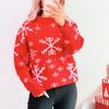 Women's Fashionable Long Sleeved Christmas Pullover Round Neck Casual Sweater Top