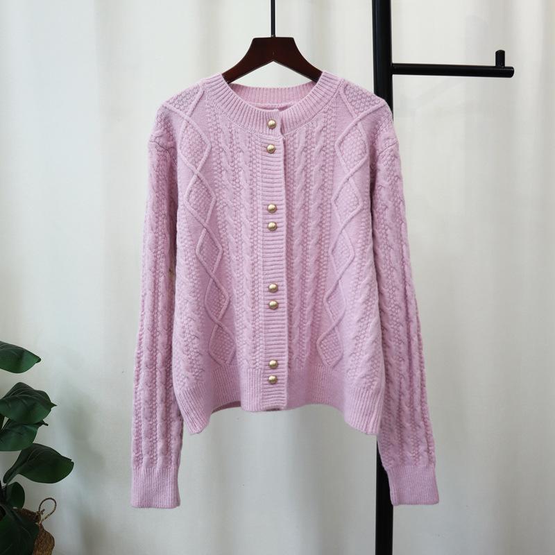Ретро твист нежный ветер вязаный кардиган осень и зима новый дизайн чувство свободный мягкий восковой свитер куртка женская