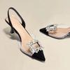 Spring and Autumn Fashion New Sexy Banquet Comfortable Crystal Transparent Solid Color Pointed Toe Women's High Heels