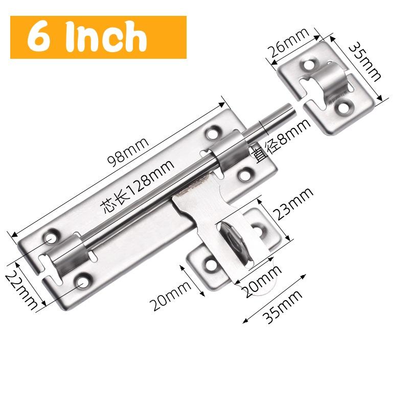 1 Set 4/6/8 Inch Hardware Door Lock,Stainless Steel Barrel Bolt Latch With Padlock Clasp for Locking Door Window Drawer Cupboard