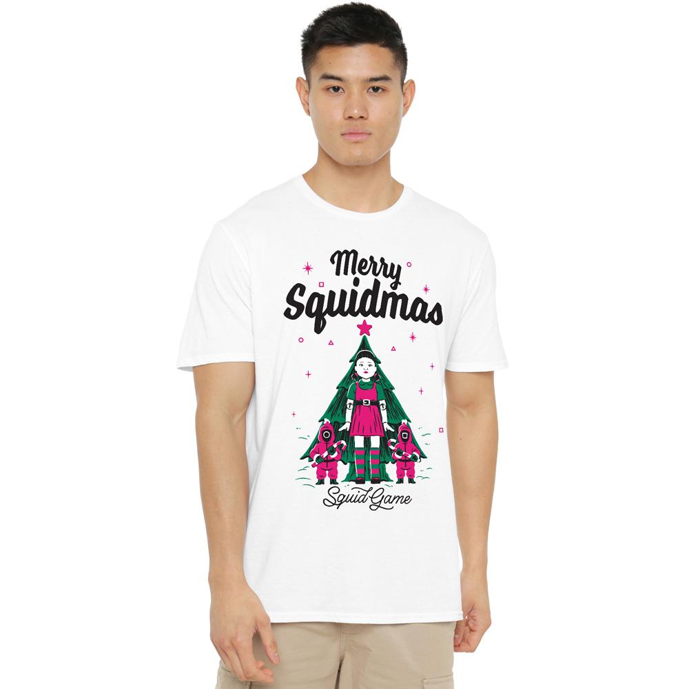 Игра в кальмара Мужская футболка Merry Squidmas
