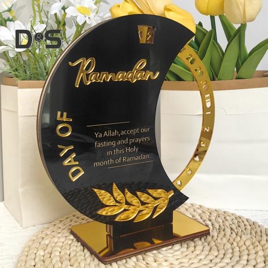 Календарь обратного отсчета на 30 дней до праздника Ид Рамадан, вращающийся адвент-календарь, деревянное исламское украшение стола для домашнего декора Мубарака