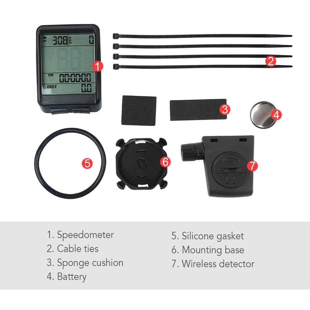 Wireless Cycling Speedometer LCD Display Cycle Odometer Durable Bike Speedometer  Outdoor Riding