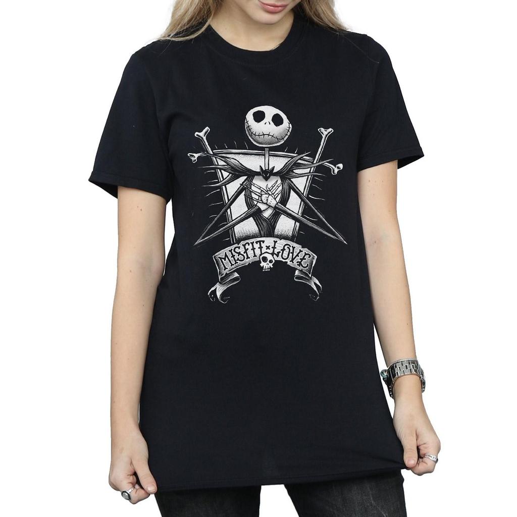Disney Womens/Ladies Nightmare Before Christmas Misfit Love Cotton Boyfriend T-Shirt