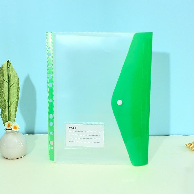 Прозрачный файл-папка A4 на 11 отверстий с кнопкой-застежкой и держателем для карт - Цветной органайзер для документов для студентов