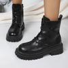 Мода Модные ботильоны на платформе для женщин 2024 осень-зима PU кожаные армейские ботинки женские толстые подошвы нескользящие мотоциклетные ботинки