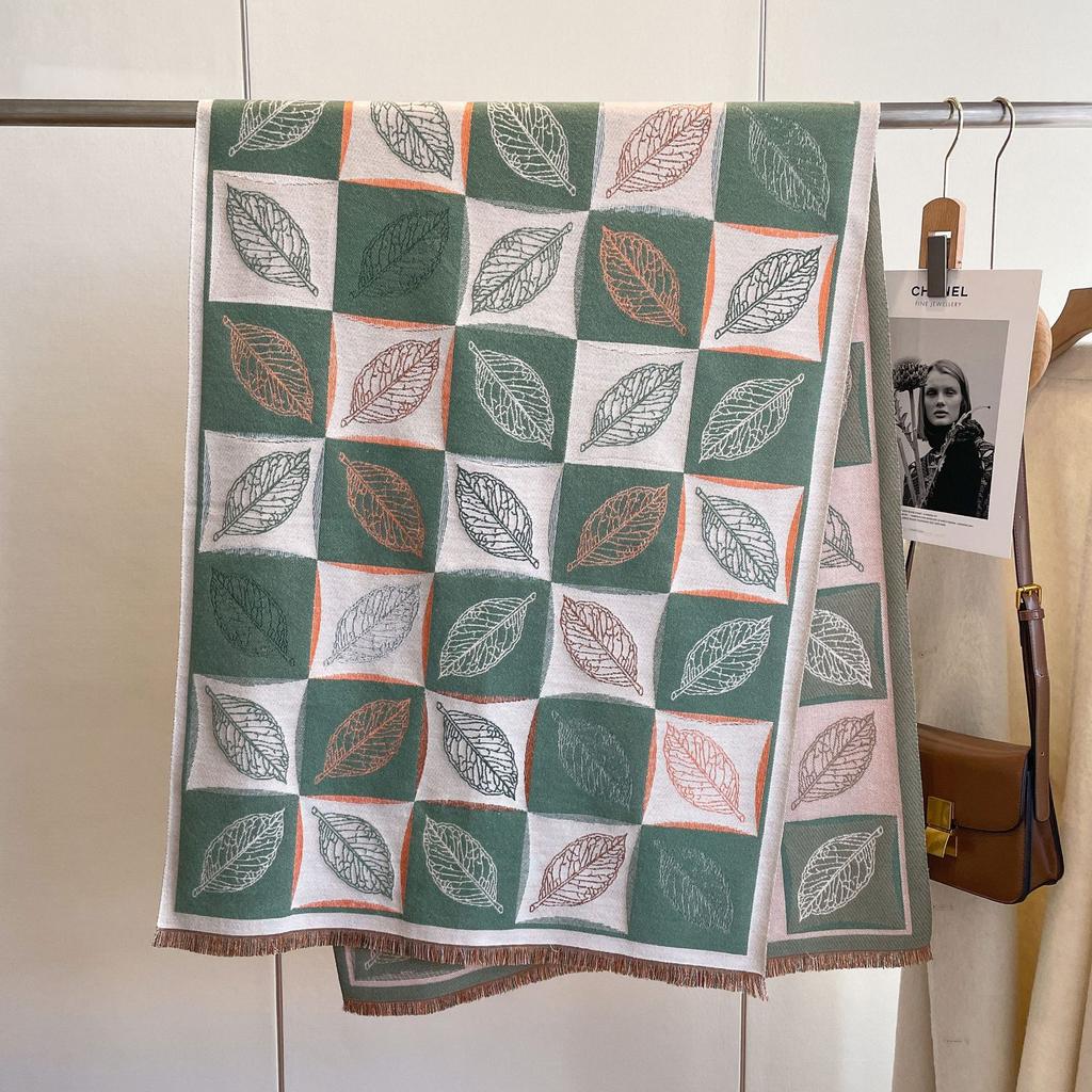 Classic Black And White Plaid Korean Version Imitation Cashmere Scarf, Thickened Warm Scarf, Women'S Double-Sided Dual-Purpose Large Shawl