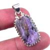 Natural Charoite Gemstone Handmade 925 Solid Sterling Silver Pendant 1.25'' U2f72