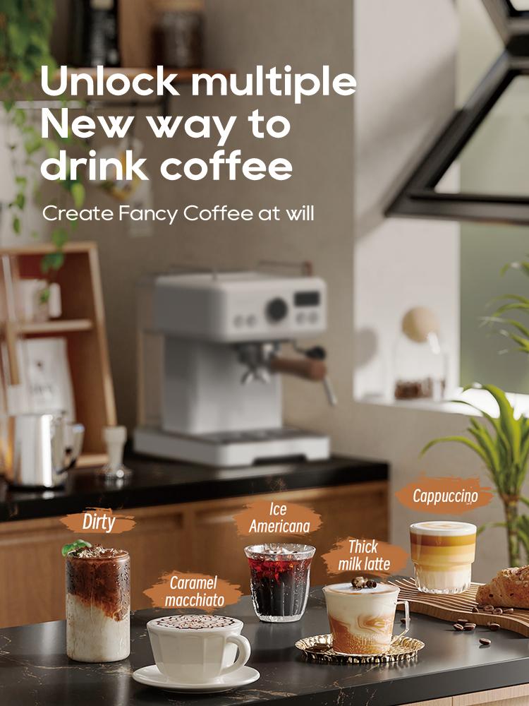 HiBREW H10 Plus Espresso Coffee Machine, 20Bar Semi-Automatic Coffee Maker, Fast Heating, Temperature Control, Steam Frother for Cappuccino Latte