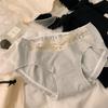 "Women's Pure Cotton Antibacterial Mid-Waist Lace Underwear - Breathable, Large Sizes, Pure Desire Style"