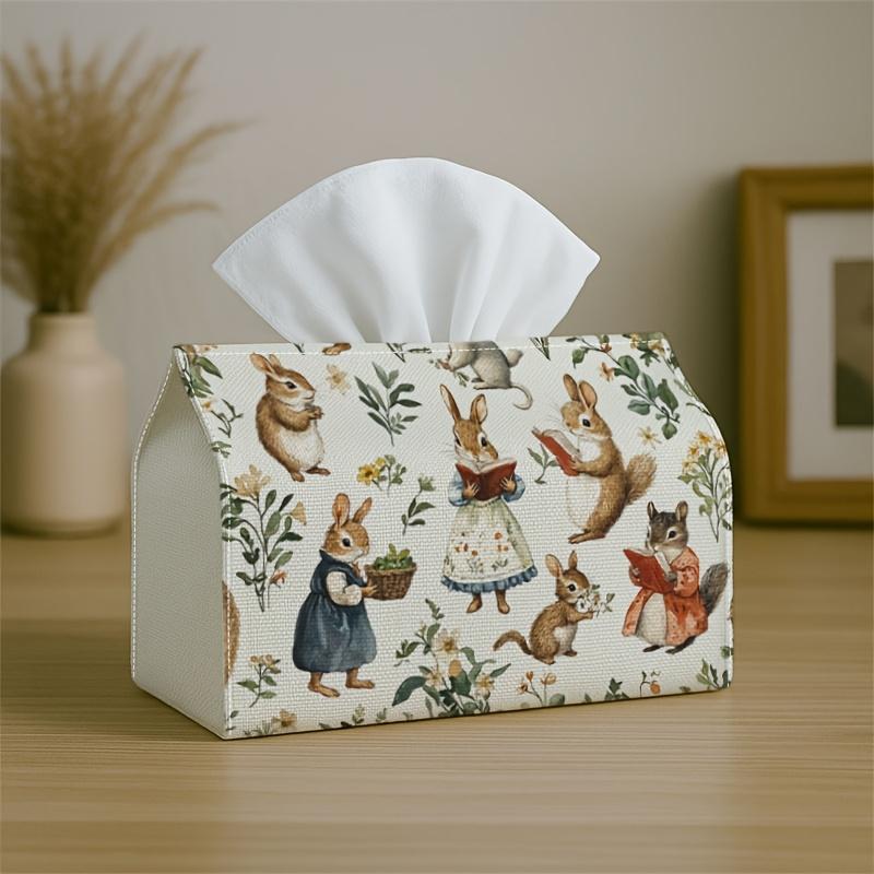 1pc Vintage Storybook Folk Tissue Box with Rabbit Design - Perfect for Holiday Celebrations And Home Decoration, Measuring 17.02*25.91 cm, Ideal for P