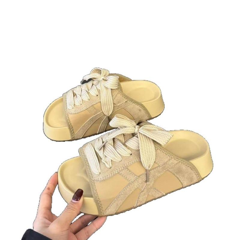 Summer Fashion Versatile Thick Bottom Outer Wear Women's Casual Style Design Strap-up Outer Wear Women's Slippers