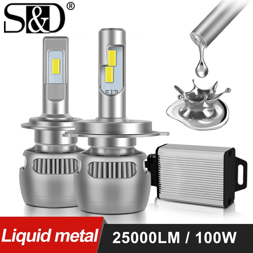 Новый жидкий металл 100 Вт 25000 лм H4 светодиодный H1 H11 H7 светодиодные лампы для фар Canbus H8 H9 9005 HB3 9006 HB4 лампы автомобили ходовые противотуманные фары