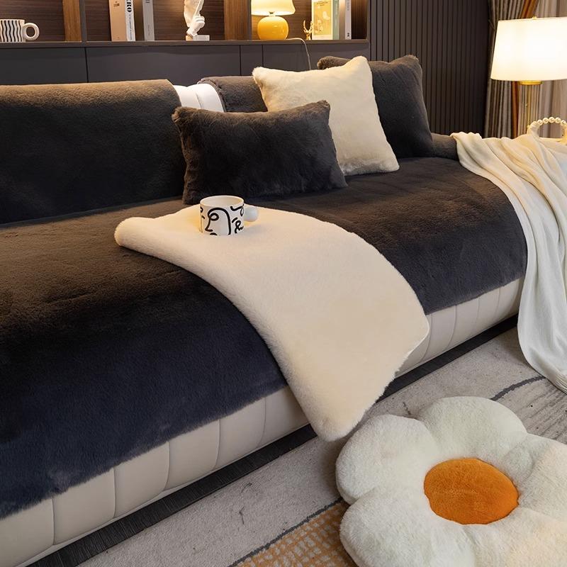 Подушка для дивана из меха норки, зимняя утолщенная нескользящая высококачественная подушка, легкая роскошь и простота, современный кожаный чехол для дивана, спинка, полотенце