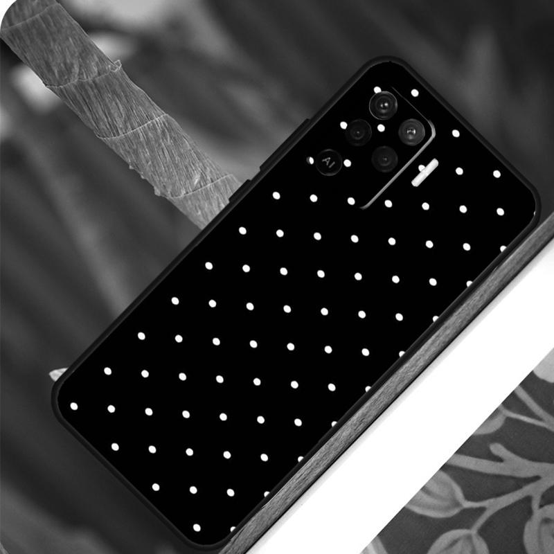 Черно-белый чехол в горошек для OPPO A58 A78 A98 A54 A74 A94 A16 A76 A96 A5 A9 A52 A72 A79 A53S A15 A17 A57 A77