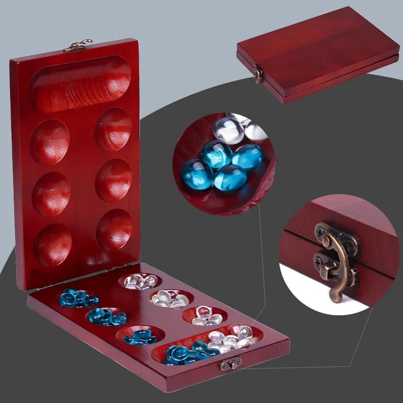 Складная доска для манкалы из каштановой сосны - Веселая классическая настольная игра с деревянной доской для взрослых и детей