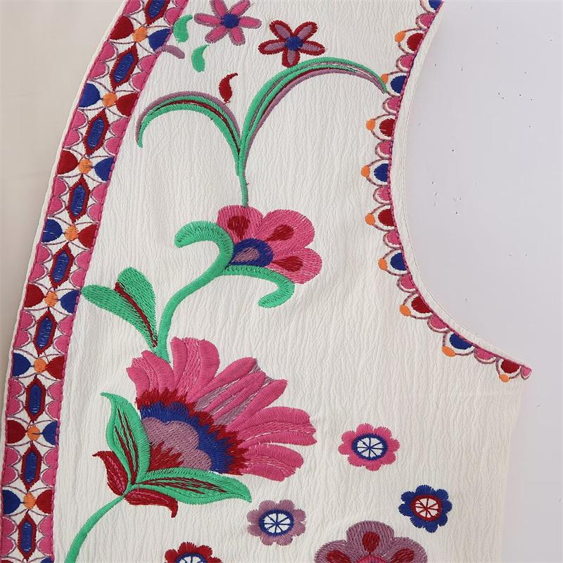 Женское винтажное пальто с открытой талией и цветочной вышивкой, женский жилет в национальном стиле, куртка, повседневный укороченный топ для отпуска
