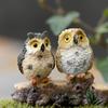 Mini Owl Statue Resin Hand Painted Owl Ornament Miniature Animal Figurine