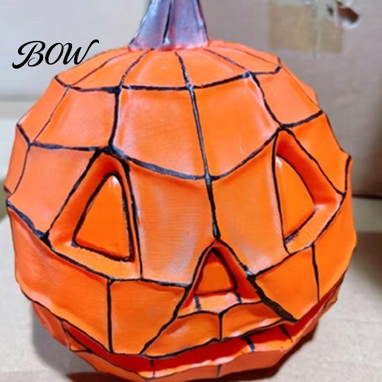 Halloween Pumpkin Light Stained Glass Lamp, Bedside Table Orange Lamp Accent Night for Indoor, Home, Holiday Party Decor Outdoor Decoration