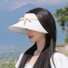 Летняя шляпа от солнца с защитой от УФ-лучей для детей, шляпа от солнца из ледяного шелка с козырьком и открытым верхом, универсальная модная шляпа от солнца с бантом