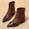 Fashion Fashion Boots Autumn New Style Pointed Toe Splicing Suede Non-slip Wear-resistant Thick Heel Short Boots