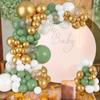 Jungle Theme Balloons Garland Sage Green White Gold Confetti Balloon Arch Kit Wedding Anniversary Home Birthday Party Decoration