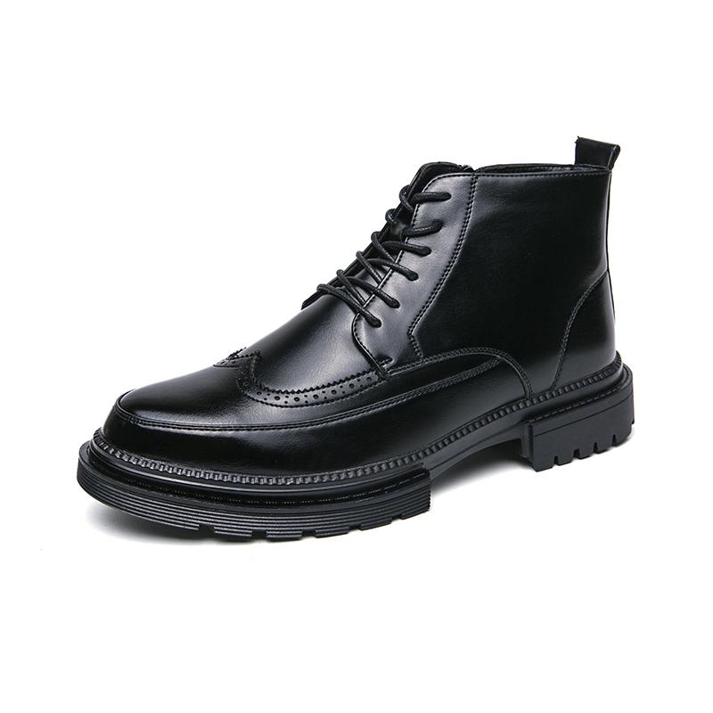 Модные черные короткие мужские ботинки-броги Модный и универсальный джентльменский стиль Деловая Офисная Повседневная Обувь для Отдыха На Природе Вечеринка Взрослая обувь
