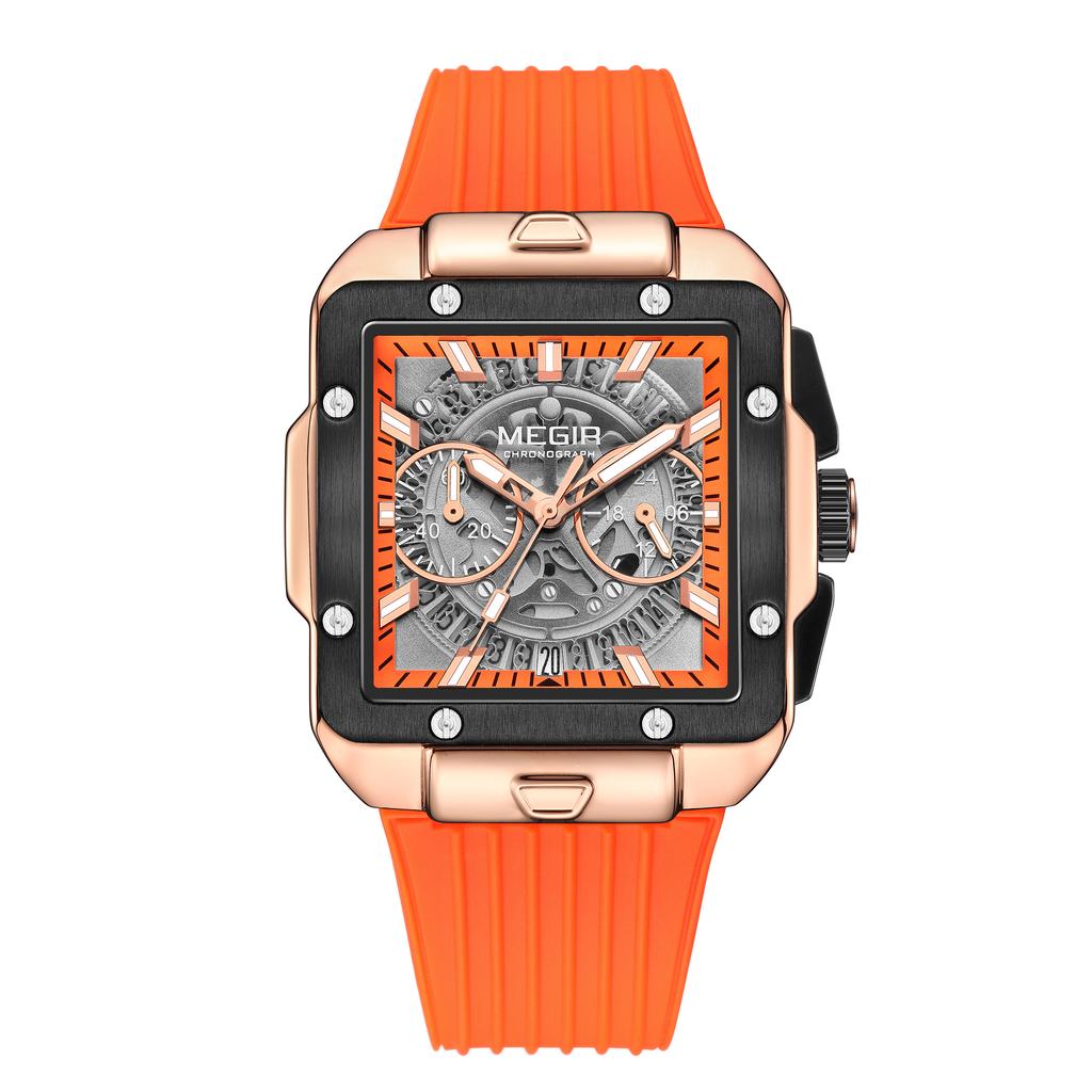 Часы для мужчин Роскошные спортивные кварцевые наручные часы с силиконовым ремешком Светящиеся стрелки Дата Мужской хронограф Часы Reloj Hombr