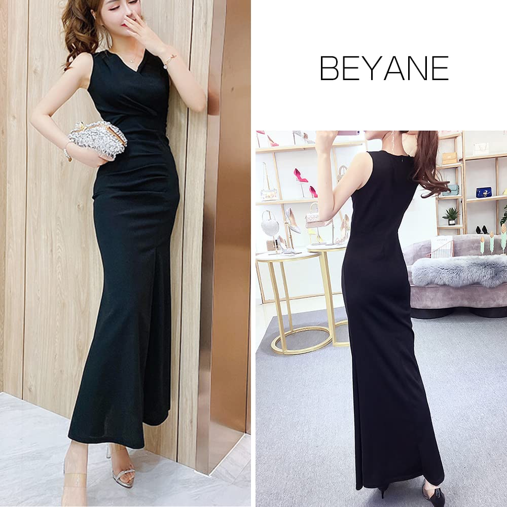 BEYANE Платье-русалка с разрезом, длинное, для кабаре, стрейч, повседневное, для работы, миди, женское, на подкладке, кабаре, длинное, макси, с корсетом, на бретелях, V-образный вырез, Женское платье, Платье, Клуб,