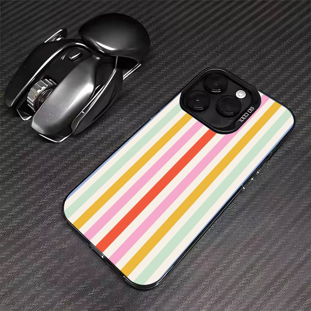 Красочный полосатый чехол для телефона для iPhone 17 16 15 14 13 12 11 Pro Max XS Max 7 8 Plus Ударопрочный силиконовый матовый чехол