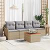 5-piece Garden Sofa Set with Beige Cushions In Acacia Rattan, 2-seater Garden Sofa with Storage 3356180