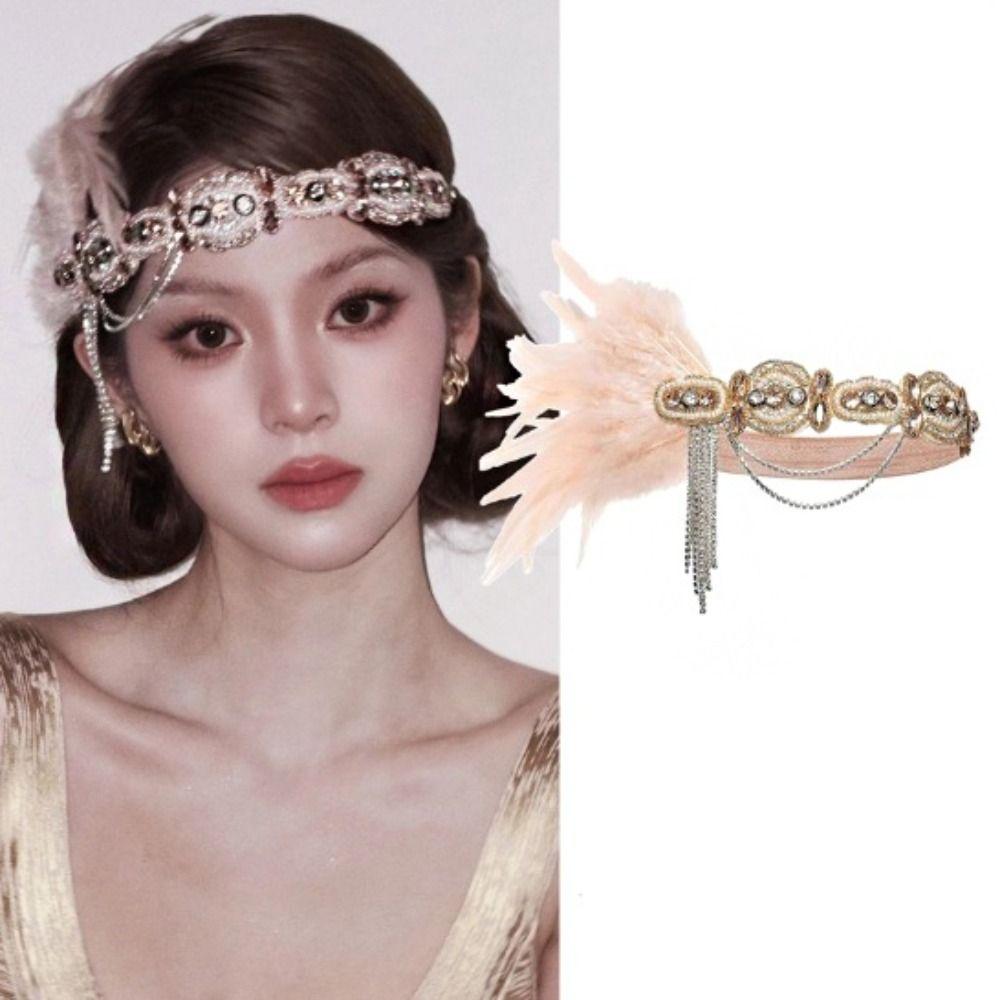 Vintage Cosplay Dress Headwear Crystal Masquerade Hair Band Retro Flapper Headband Women