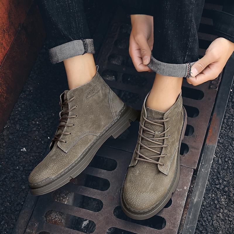 Высокие британские туфли в стиле ретро, модные рабочие туфли средней высоты, тактические короткие ботинки, ботинки средней высоты, повседневные зимние ботинки