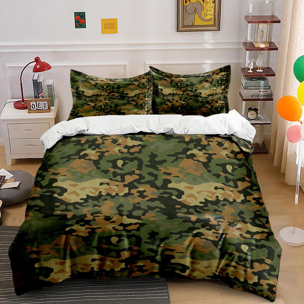 Camouflage pattern with foliage. Bedding sets Duvet cover sets Duvet covers Pillowcases(1* Duvet Cover 2* Pillowcases without duvet insert)