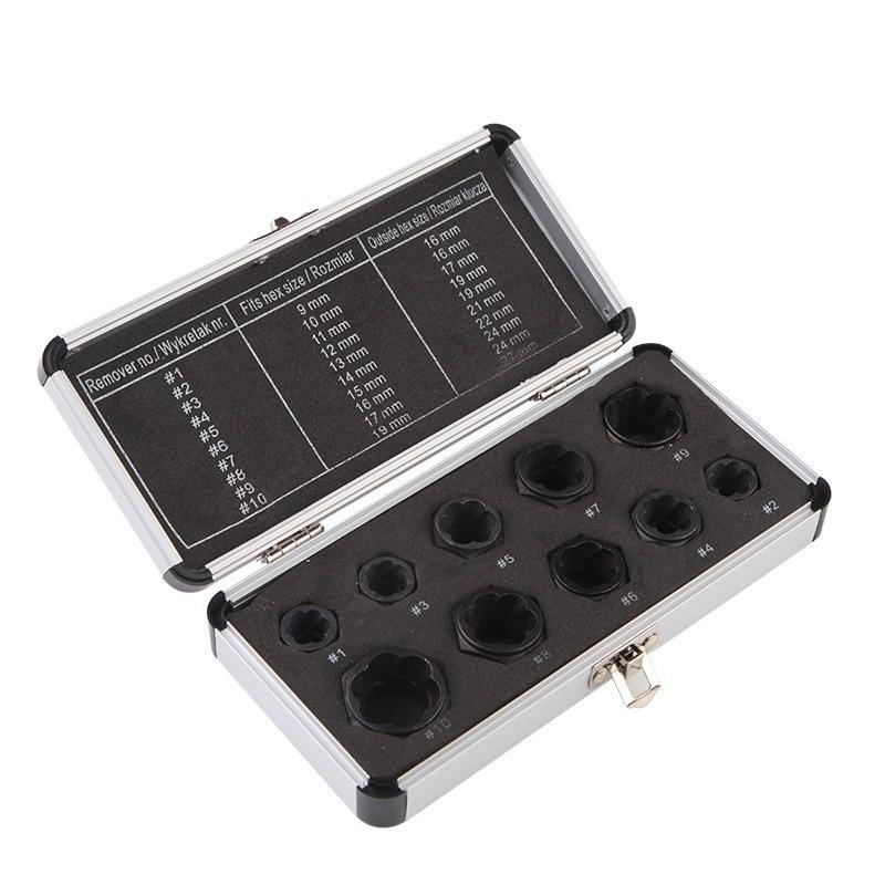Новый 10 шт./компл. экстрактор болтов и гаек, полный набор средств для удаления повреждений, ржавый торцевой ключ, инструмент для автомобиля