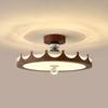 Mid-Century Walnut-Style Retro Chandelier for Bedroom and Study Room