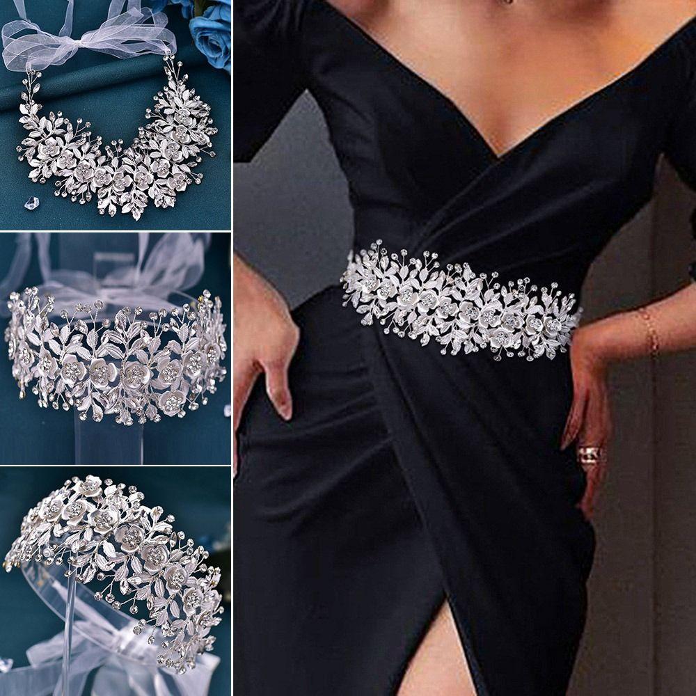 For Women Party Exquisite for Bride Wedding Dress Belt Rhinestones Golden Belt Wedding Sash Belt