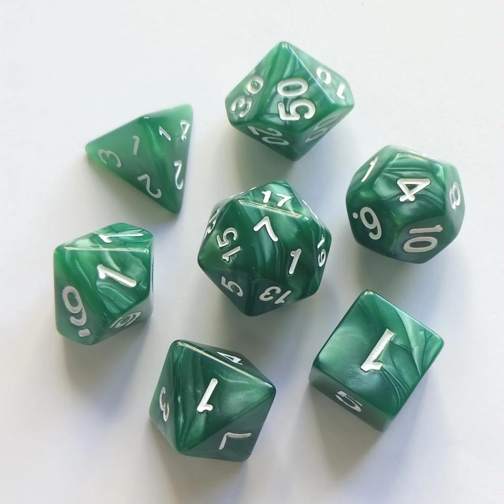 7pcs/set Colorful Pearl Pattern Polyhedral Dice Number Dice Kit for DND PRTG RPG Running Team Table Board Game Dnd Dice Set