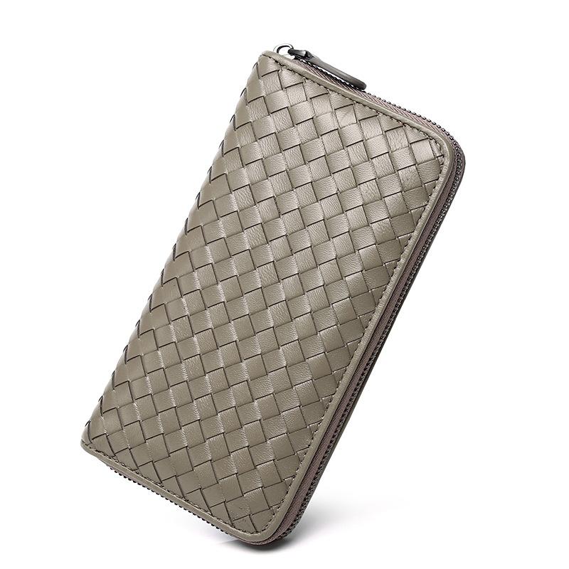 Новый кошелек со стильным женским кошельком из овчины с головным убором + большой вместимостью + плетеный стильный кошелек для нескольких карт