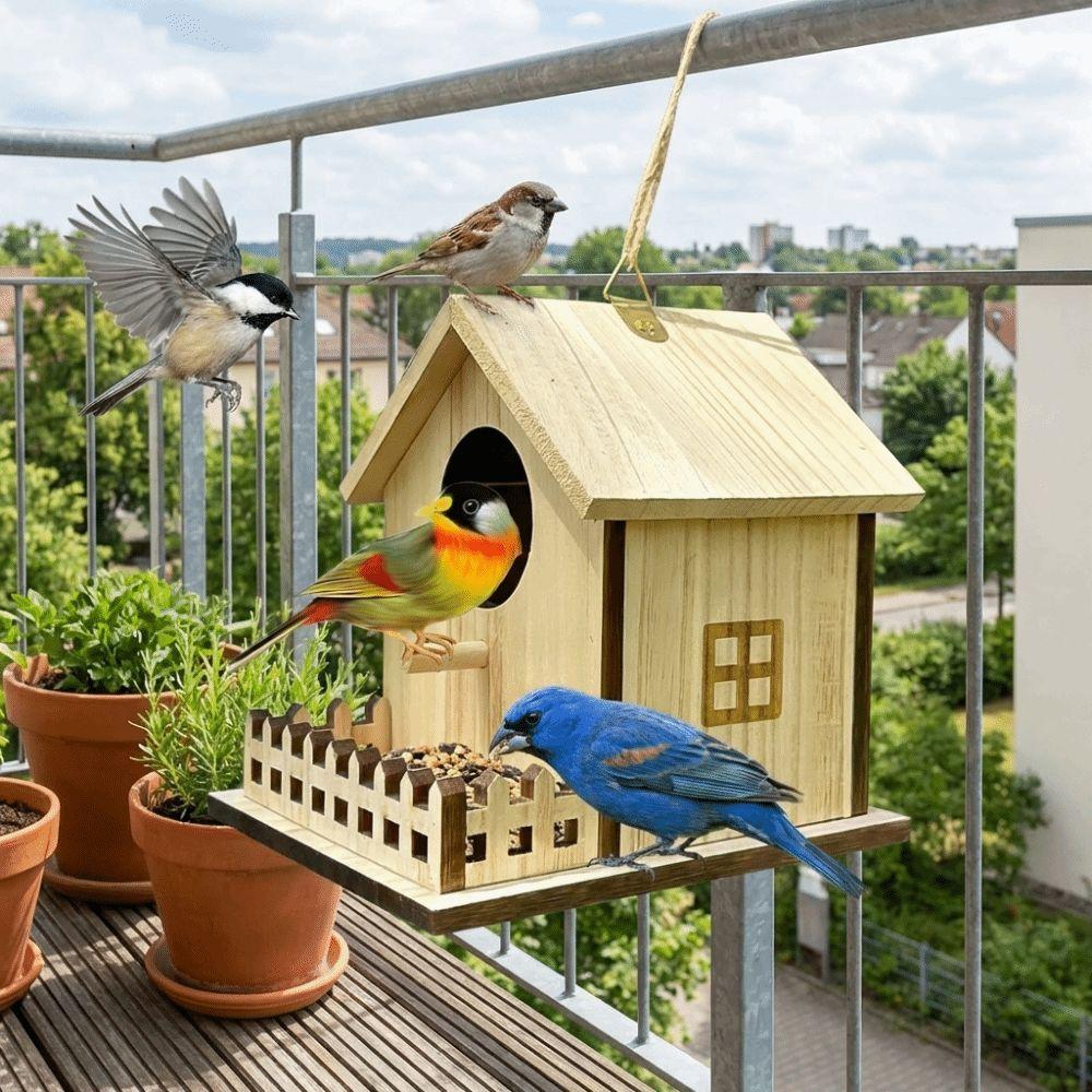 Hanging Bird Breeding Box Bird Cage Bird Feeder House Wood Bird House Backyard Home