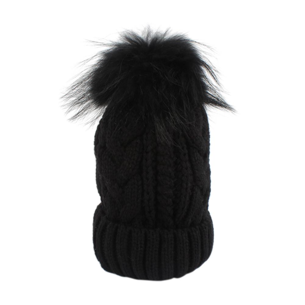 Winter Mom Crochet Knitted Hat Ball Pompom Beanies Skull Cap for Kids Adult