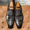 Деловое платье Мужская обувь Маленький квадратный носок Высококачественная кожаная обувь Мужская, серые туфли Монк с гравировкой на трех ремешках