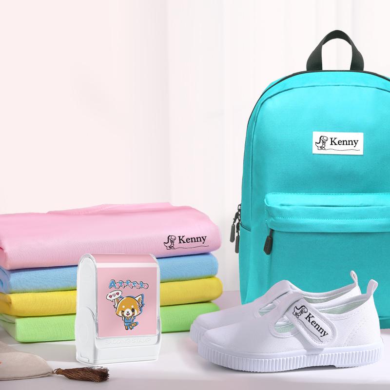 Custom Aggressive Retsuko Name Stamp with Waterproof Ink Designs, Self-Inking Signature Seal for Marking School Supplies