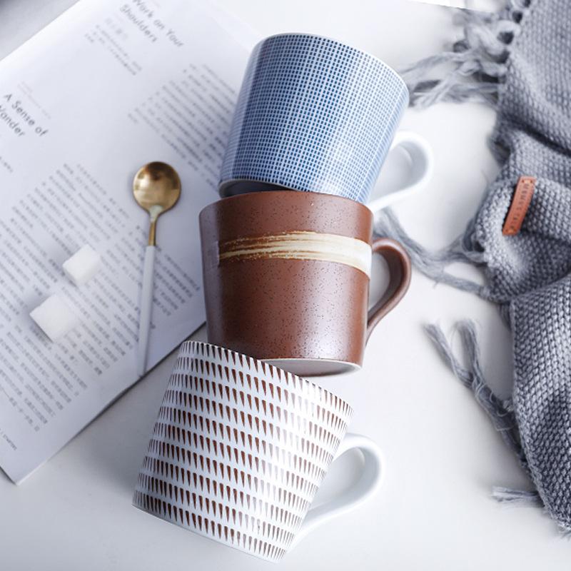 350 мл керамическая кружка кофейная кружка полосатый дизайн посуда для питья бытовая ретро чашка для воды с ручкой безопасна для микроволновой печи