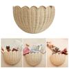 Decorative Scalloped Wicker Wall Basket Space Saving Natural Rattan Hanging Storage Organizer for Home Decoration