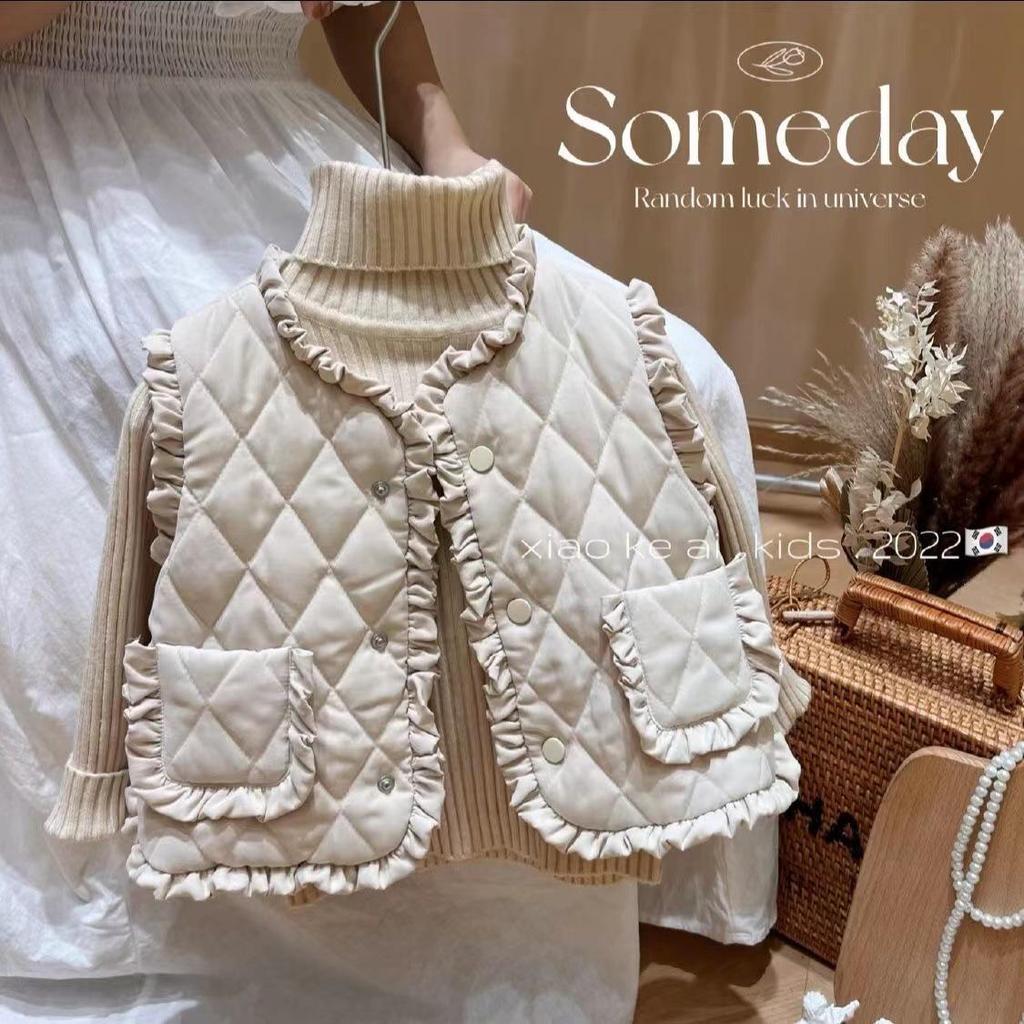 Милый кружевной бархатный жилет для девочек - новинка осень/зима, теплый, свободный крой, толстый меховой жилет