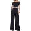 Women Long Pants Elastic High Waist Pockets Solid Color Trousers Casual Loose Fit Wide Leg Flared Pants Streetwear
